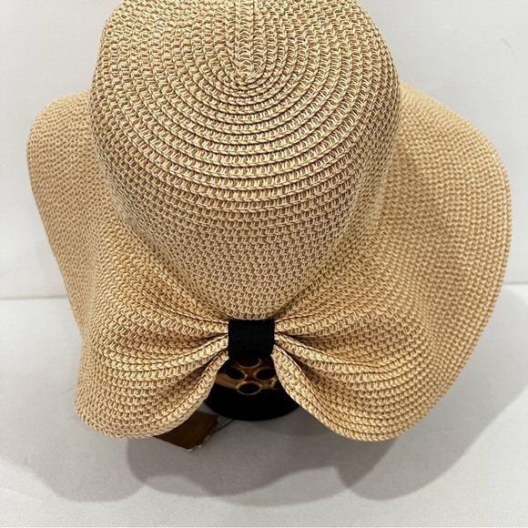Sunhat Tan Wide-Brimmed Hat with Back Bow Packable Floppy - Picture 5 of 8